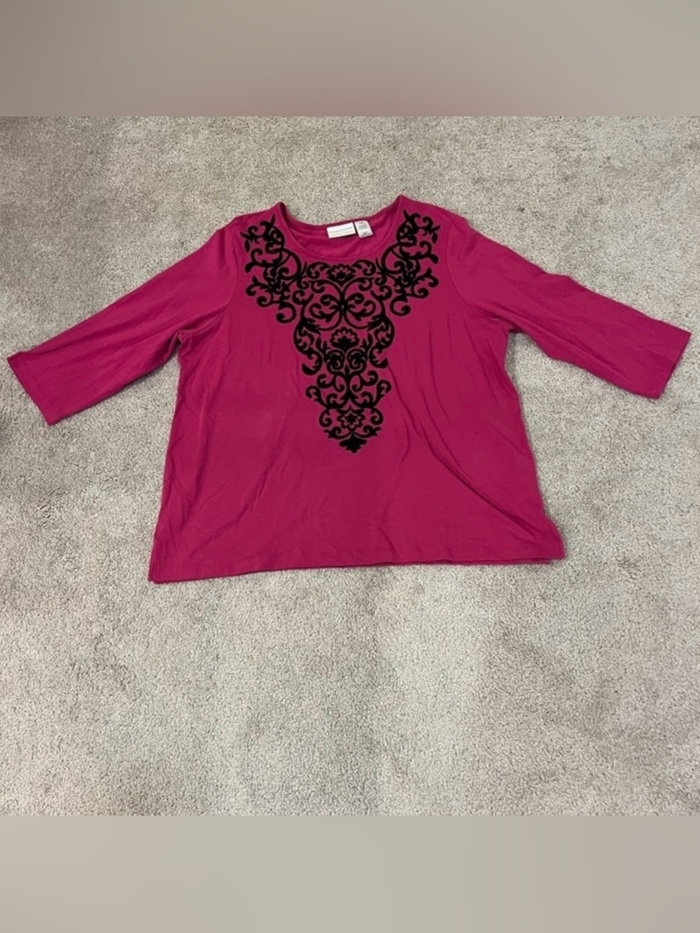Alfred Dunner 3/4 Length Sleeve Blouse
